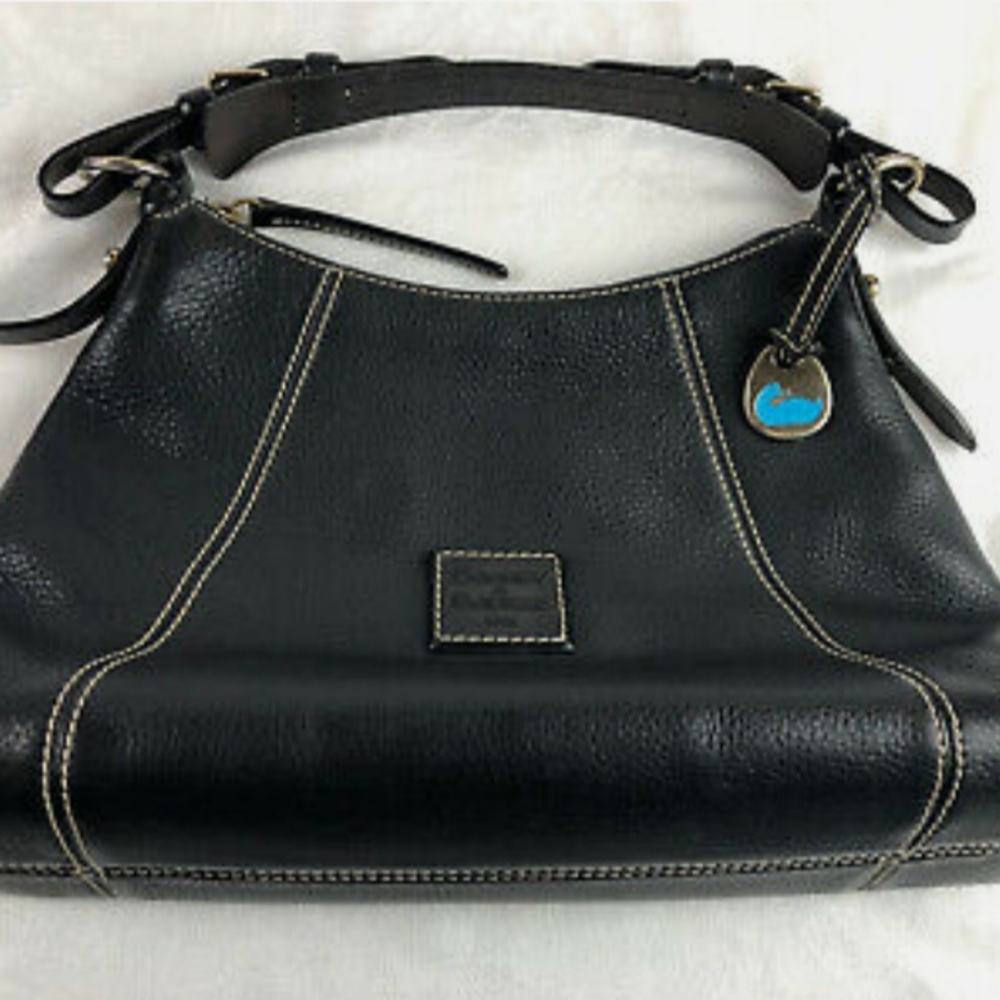 Dooney & Bourke "1975" Black Pebble ⚫️ w/blue duck fob, key leash #J7588653